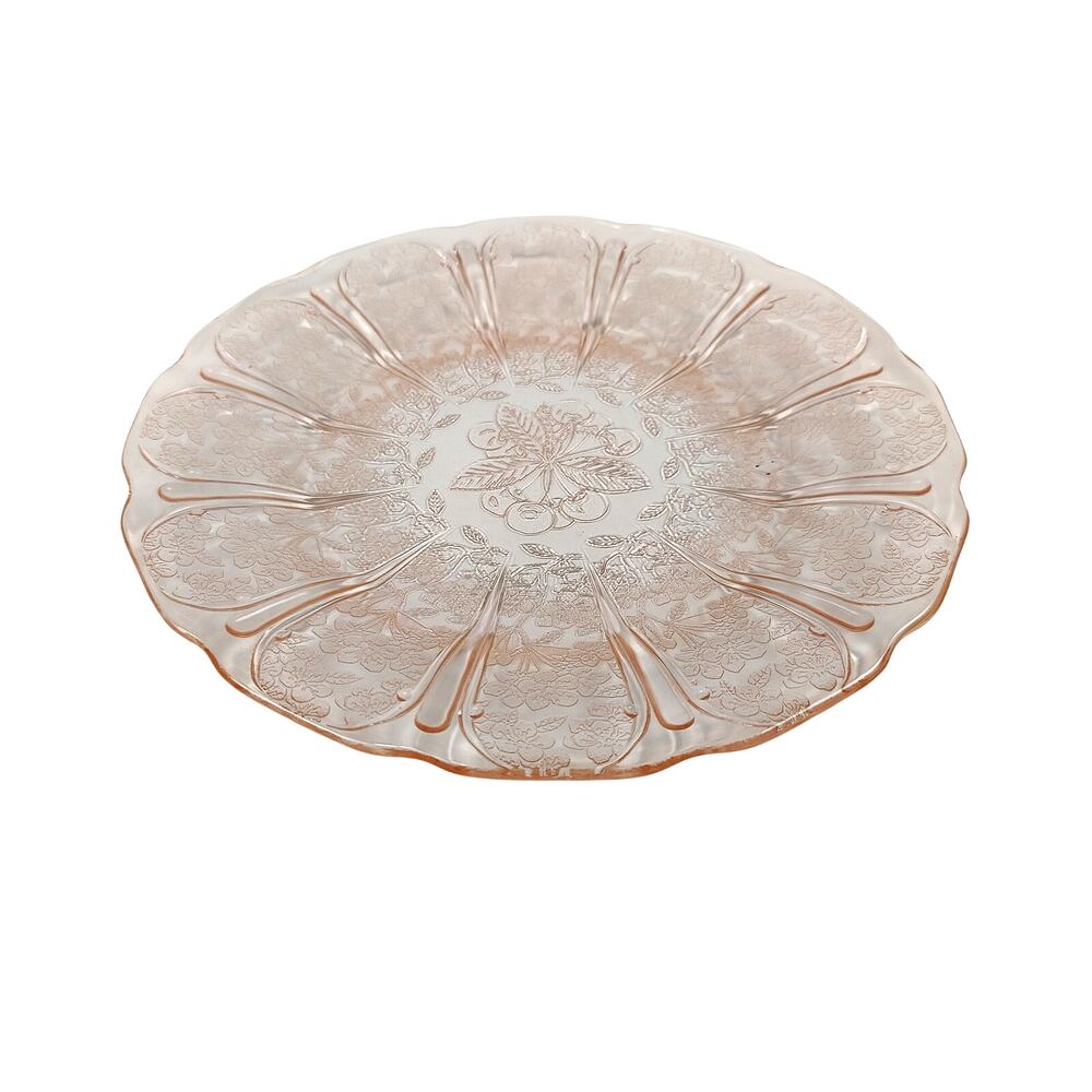 Vintage 1930's Jeanette Pink Depression GLASS 9"  Dinner Plate Mid Century Decor
